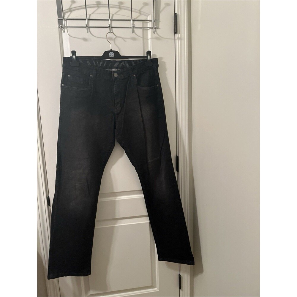 Men's Size 36x34 Zubaz Straight Leg Black Jeans Dark Wash
